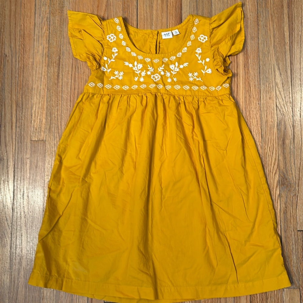 Gap Yellow Floral Embroidered Dress